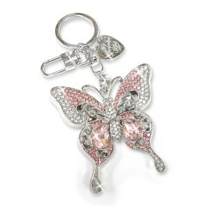 Jacqueline Kent PURSE CHARM CRYSTAL BUTTERFLY SILVER PINK